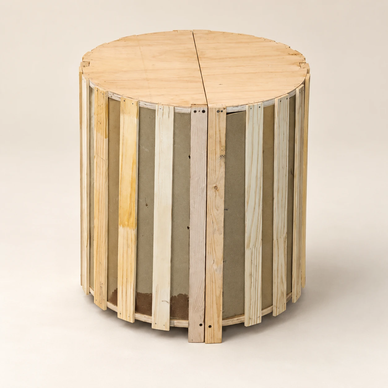 Ingwe — Handcrafted closed cylindrical wood cabinet