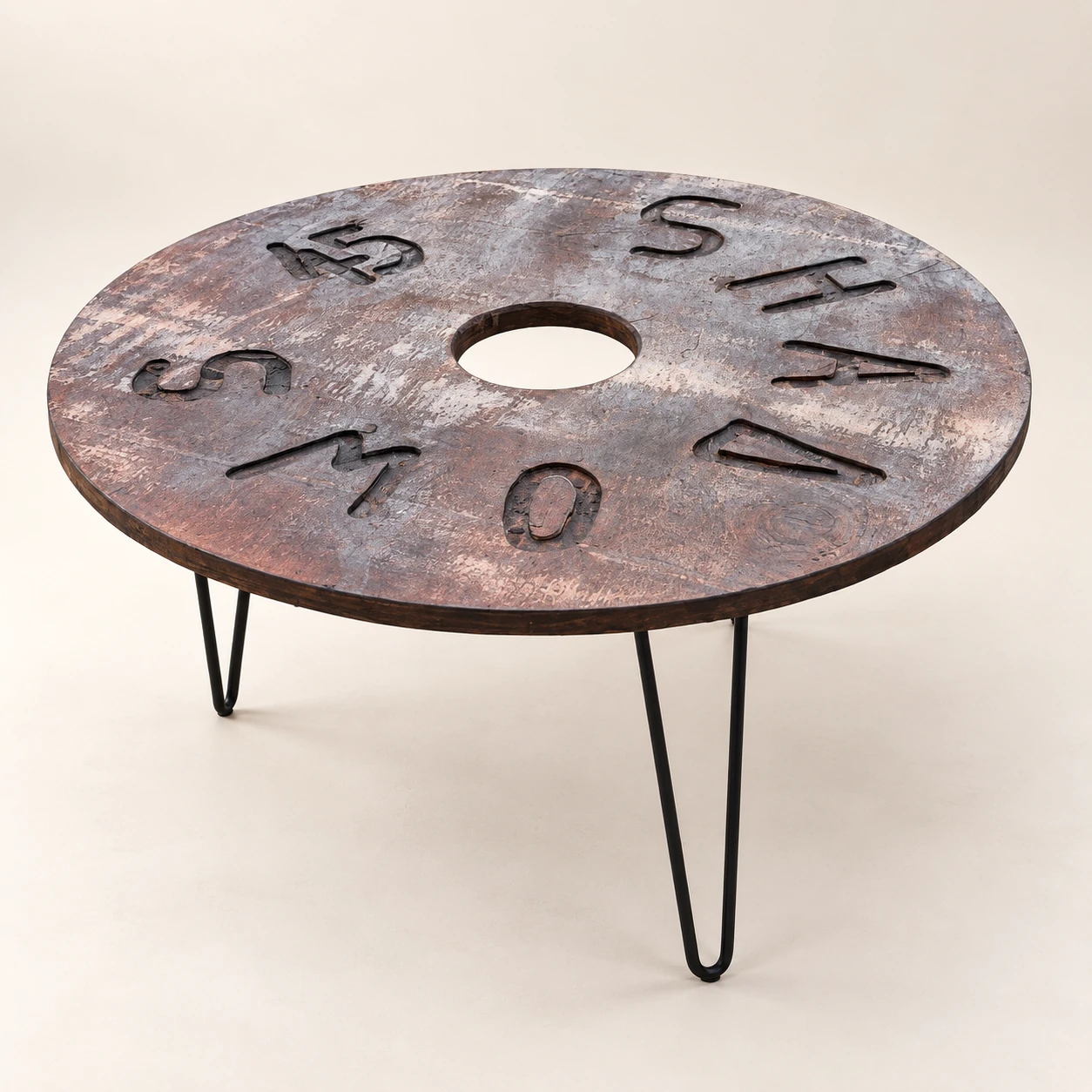 Mali — Engraved Weathered Round Coffee Table