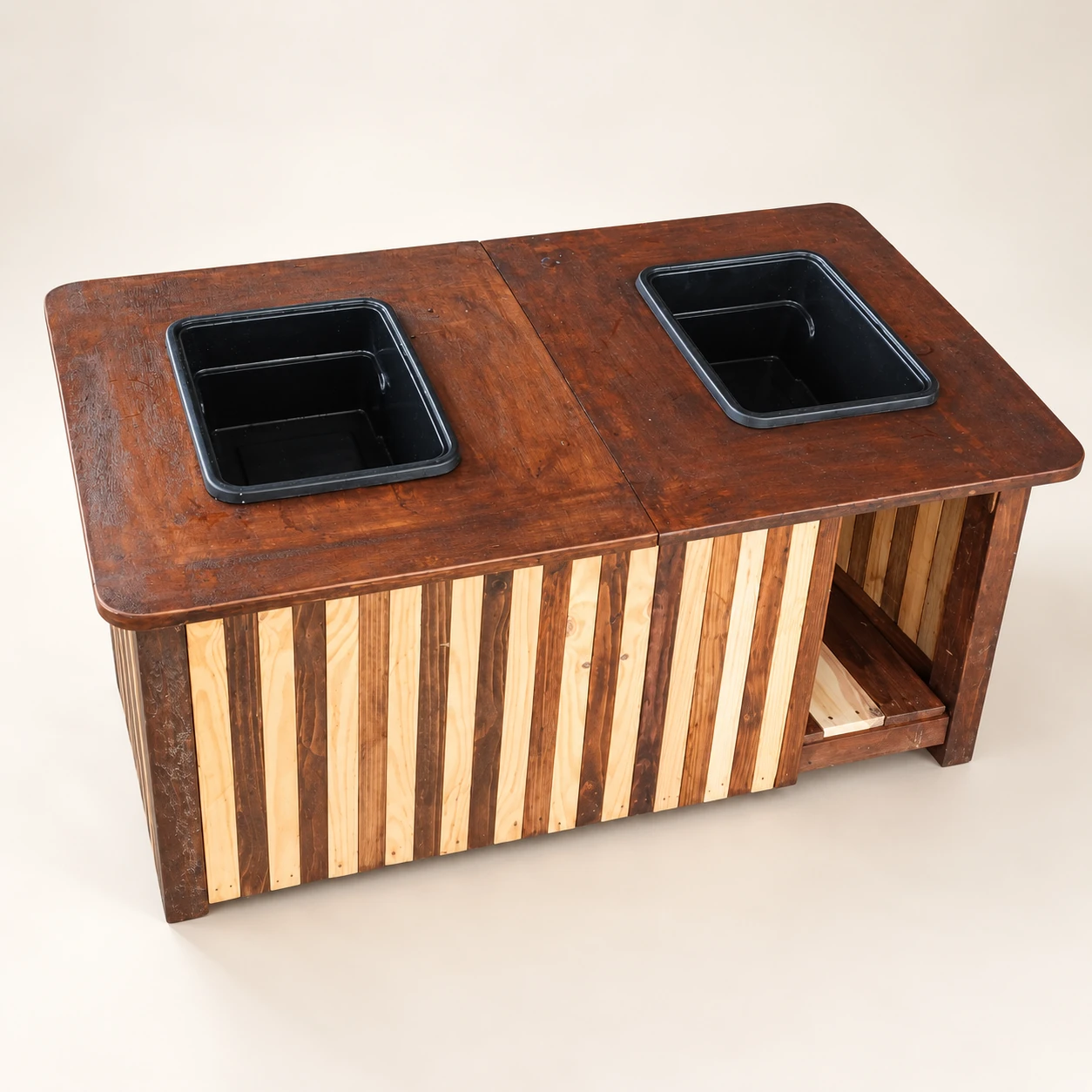 Mamawesizwe — Handmade twin-bin wooden storage unit