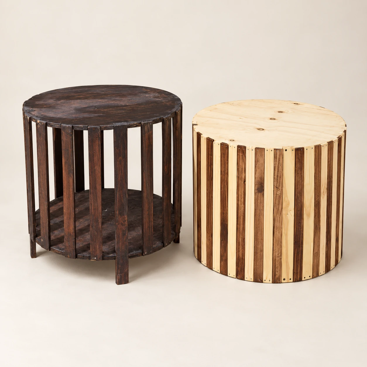 Shlala — Paired Contrasting Cylindrical Side Tables